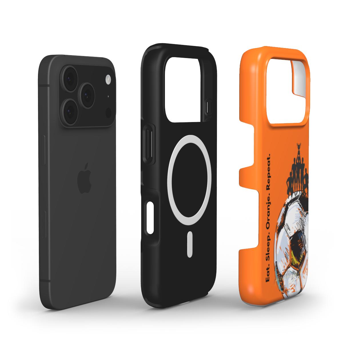 Eat. Sleep. Oranje. Repeat. MagSafe Tough Phone Case – Dutch Football Pride | iPhone | PryntoDesigns