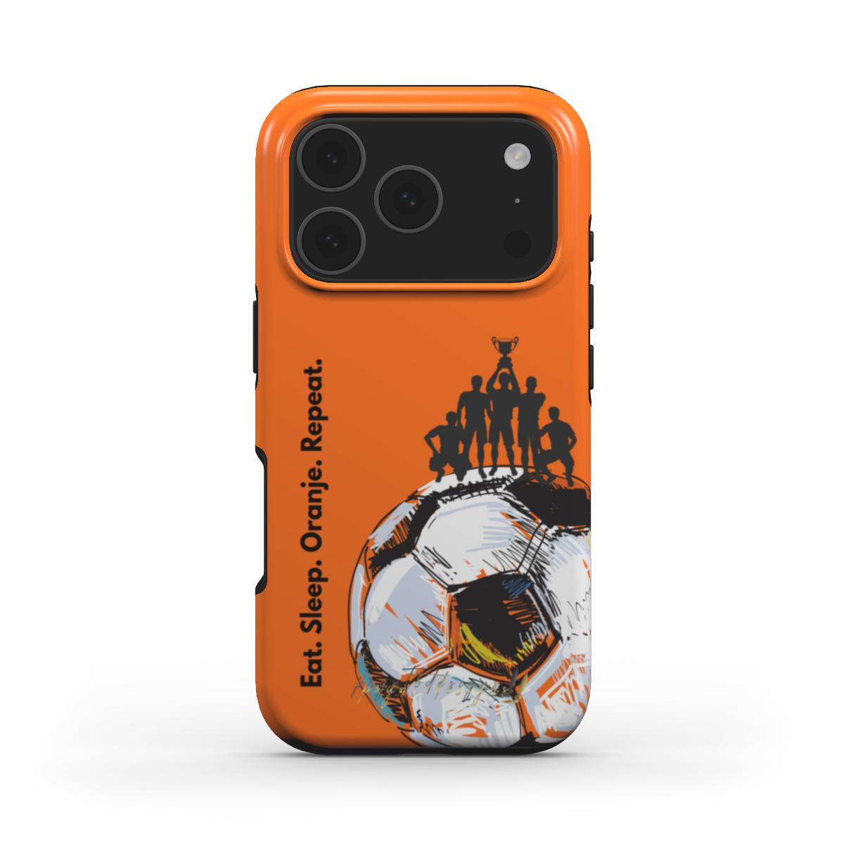Eat. Sleep. Oranje. Repeat. MagSafe Tough Phone Case – Dutch Football Pride | iPhone | PryntoDesigns