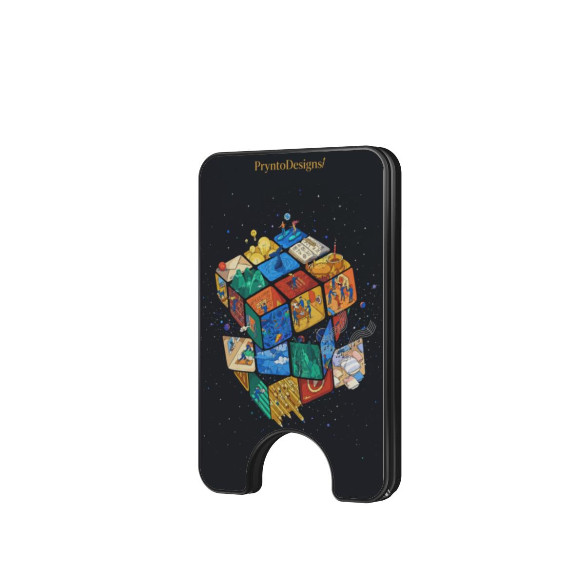 Cosmic Cube Magnetic Wallet Phone Case | Space Art MagSafe Wallet Case for iPhone