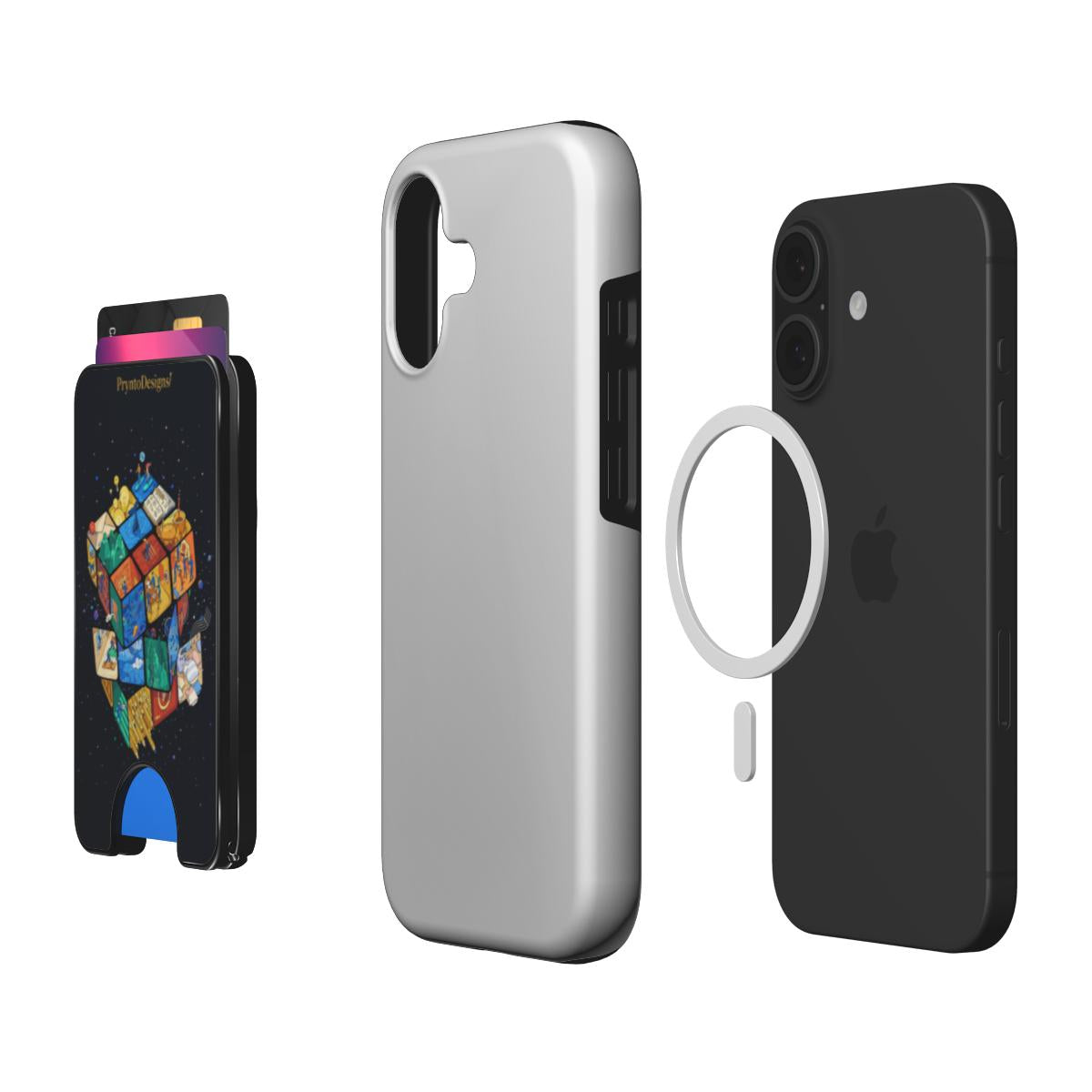 Cosmic Cube Magnetic Wallet Phone Case | Space Art MagSafe Wallet Case for iPhone