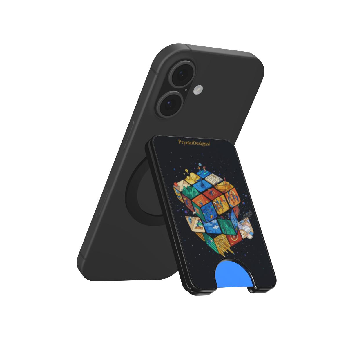 Cosmic Cube Magnetic Wallet Phone Case | Space Art MagSafe Wallet Case for iPhone